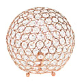 Lalia Home Elipse Glamorous Crystal Orb Table Lamp, 10"H, Rose Gold