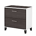 Bush Furniture Somerset 29-3/4"W x 16-3/4"D Lateral 2-Drawer File Cabinet, Storm Gray/White, Standard Delivery