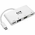 Tripp Lite USB C Docking Station Adapter 4K w/ HDMI, VGA, Gigabit Ethernet, USB-A Hub White, Thunderbolt 3 Compatible -  - U44406NHV4GU 1 thumbnail image