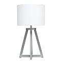 Simple Designs Interlocked Triangular Table Lamp, 19-1/8"H, White Shade/Gray Base