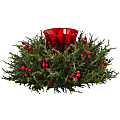 Nearly Natural 6-1/2”H Cedar Berry Candelabrum, 6-1/2”H x 16"W x 15”D, Red/Green 1 thumbnail image