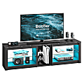 Bestier 63" Gaming TV Stand For 70" TV With Glass Shelves, 20-9/16”H x 63”W x 13-13/16”D, Black Marble