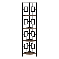 Monarch Specialties Astrid 62"H 4-Shelf Corner Bookcase, Dark Taupe/Black