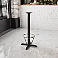 Flash Furniture Iron Restaurant Table X-Base With Bar-Height Column And Foot Ring, 42"H x 22"W x 22"D, Black