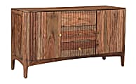 Coast to Coast Selby 3-Drawer Solid Sheesham Wood Credenza, 31”H x 63"W x 17"D, Tabor Light Natural Sheesham