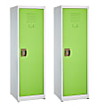Alpine Kids’ 1-Tier Steel Lockers, 48”H x 15”W x 15”D, Green, Set Of 2 Lockers