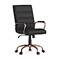 Flash Furniture LeatherSoft™ Faux Leather Mid-Back Office Chair With Chrome Base And Arms, Black/Pink 1 thumbnail image