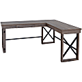 LYS L-Shaped Industrial Desk - For - Table TopL-shaped Top - 200 lb Capacity x 52.13" Table Top Width x 19.75" Table Top Depth - 29.50" Height - Assembly Required - Aged Oak - Medium Density Fiberboard (MDF) - 1 Each
