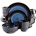 Gibson Bella Galleria Blue 16 pc DW Set - Dinner Plate, Salad Plate, Soup Bowl, Mug - Stoneware - Dishwasher Safe - Microwave Safe - Blue - Glazed