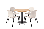 KFI Studios Midtown Pedestal Round Standard Height Table Set With Imme Armless Chairs, 31-3/4”H x 22”W x 19-3/4”D, Cafelle Top/Black Base/Moonbeam Chairs