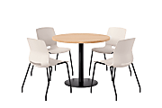 KFI Studios Midtown Pedestal Round  Table Set With Armless Chairs, 31-3/4”H x 22”W x 19-3/4”D, Cafelle Top/Black Base/Moonbeam Chairs, 840031939845 1 thumbnail image