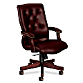 HON® 6540 Series High-Back Vinyl Executive Chair, 44 3/4"H x 25 3/4"W x 29 1/2"D, Black Frame, Oxblood