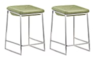 Zuo Modern® Lids Counter Stools, Green/Brushed Steel, Set Of 2 Stools 1 thumbnail image
