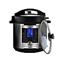 MegaChef 6-Qt. Stainless-Steel Electric Digital Pressure Cooker with Lid, Silver/Black