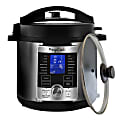 MegaChef 6-Qt. Stainless-Steel Electric Digital Pressure Cooker with Lid, Silver/Black