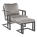 LumiSource Roman Lounge Chair And Ottoman Set, Black/Gray