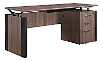 Forward Furniture Allure 66"W Desk With Center Drawer And Pedestal, Southern Walnut/Black 1 thumbnail image