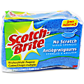 Scotch-Brite No Scratch Scrub Sponges - 2.8" Height x 4.5" Width x 4.5" Length x 590 mil Thickness - 8/Carton - Blue