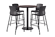 KFI Studios Proof Bistro Round Pedestal Table With Imme Barstools, 4 Barstools, 36", Cafelle/Black/Black Stools 1 thumbnail image