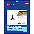 Avery® Glossy Permanent Labels With Sure Feed®, 94262-CGF100, Rectangle, 9-3/4" x 1-1/4", Clear, Pack Of 500