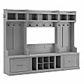 Bush Furniture Woodland Full Entryway Storage Set With Coat Rack And Shoe Bench With Drawers, Cape Cod Gray, Standard Delivery