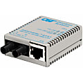 Omnitron miConverter/S 10/100 Ethernet Fiber Media Converter RJ45 ST Multimode 5km - 1 x 10/100BASE-T, 1 x 100BASE-FX, USB Powered, Lifetime Warranty