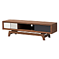 Baxton Studio Mid-Century Modern TV Stand, Walnut/Gray