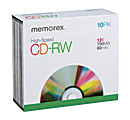 Memorex® High Speed CD-RW Media With Slim Jewel Cases, 700MB/80 Minutes, 8x-12x, Pack Of 10