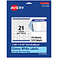 Avery® Glossy Permanent Labels With Sure Feed®, 94061-WGP25, Oval Scalloped, 1-1/8" x 2-1/4", White, Pack Of 525
