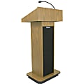 AmpliVox S505 - Executive Sound Column Lectern - Rectangle Top - Sculpted Base - 22" Table Top Width x 18" Table Top Depth - 47" Height - Assembly Required - High Pressure Laminate (HPL), Oak, Wood - Particleboard