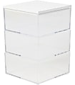Martha Stewart Brody Plastic Storage Organizer Bins With Lid, 2"H x 3"W x 3-3/4"D, Clear/White, Set Of 3 Bins 1 thumbnail image