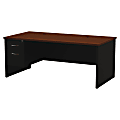 WorkPro® Modular 72"W x 36"D Left Pedestal Desk, Black/Walnut