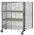 Quantum 2-Shelf Stem Caster Security Cart, 24" x 60" x 69", Silver 1 thumbnail image