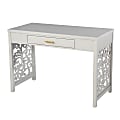 SEI Furniture Ivybridge 43"W Writing Desk With Storage, Light Gray