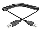 Eaton Tripp Lite Series USB 2.0 A to B Coiled Cable (M/M), 10 ft. (3.05 m) - USB cable - USB (M) to USB Type B (M) - USB 2.0 - 10 ft - coiled, molded - black