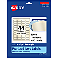 Avery® Pearlized Permanent Labels With Sure Feed®, 94209-PIP10, Rectangle, 2/3" x 1-3/4", Ivory, Pack Of 440 Labels 1 thumbnail image