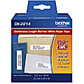 Brother DK2214 - Continuous Length Paper Tape - 0.47" Width x 100 ft Length - Rectangle - Direct Thermal - White - 1 / Roll