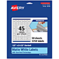 Avery® TrueBlock® Labels With Sure Feed®, 94749-TWMP50, Barbell, 1/2" x 2-1/2", Matte White, Pack Of 2250 1 thumbnail image