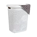 Mind Reader 50L Slim Laundry Hamper Clothes Basket With Lid, 21"H x 13-3/4"W, White