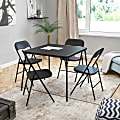 Flash Furniture Square Black Folding Table With 4 Folding Chairs, Black