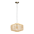 Lalia Home Circular Rattan Pendant, 16"W, Rattan Shade/Brushed Nickel Base