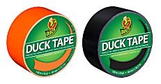 Duck® Brand Duct Tape Combo Pack, 1-13/16" x 35 Yd, Neon Orange/Black, Pack Of 2 Rolls