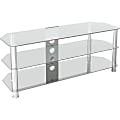 AVF SDC1250CMCC-A: Classic - Corner Glass TV Stand with Cable Management - Up to 60" Screen Support - 99.21 lb Load Capacity - 3 x Shelf(ves) - 19.7" Height x 49.2" Width x 16.5" Depth - Tempered Glass, Stainless Steel - Chrome, Clear