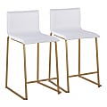 LumiSource Mara Counter Stools, Gold/White, Set Of 2 Stools 1 thumbnail image
