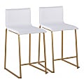 LumiSource Mara Counter Stools, Gold/White, Set Of 2 Stools