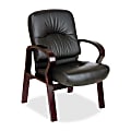 Lorell® Woodbridge Series Leather Guest Chair, Black/Mahogany
