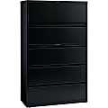 Lorell® Fortress 42"W x 18-5/8"D Lateral 5-Drawer File Cabinet, Black 1 thumbnail image