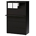 Lorell® Fortress 36"W x 18-5/8"D Lateral 5-Drawer File Cabinet, Black