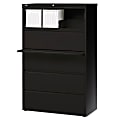 Lorell® Fortress 36"W Lateral 5-Drawer File Cabinet, Metal, Black
