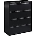 Lorell® Fortress 42"W x 18-5/8"D Lateral 4-Drawer File Cabinet, Black 1 thumbnail image